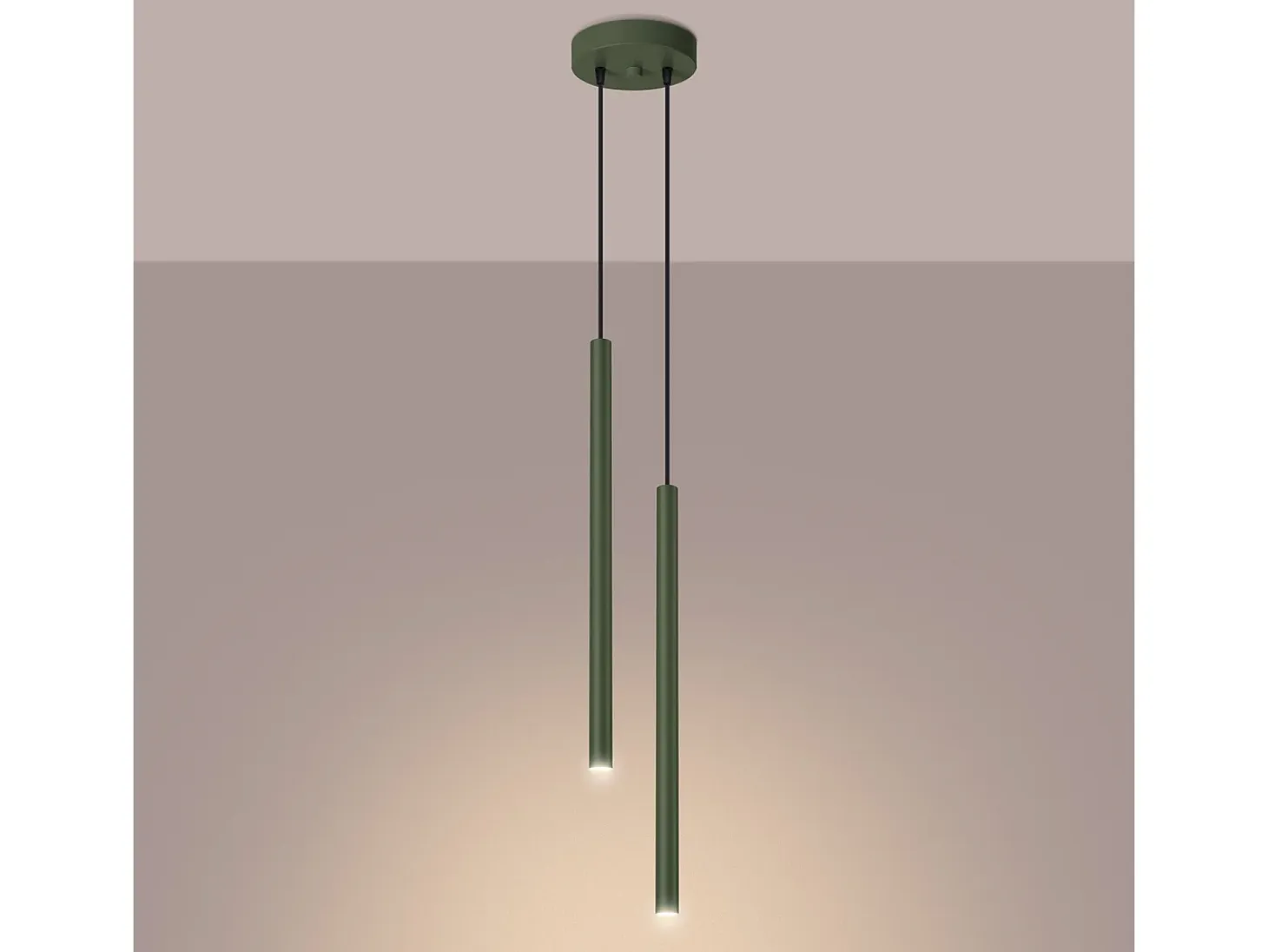 Lámpara colgante Brill moderno de acero - 2 fuentes luminosas 4000K - L.15 x A.104 cm - verde oliva