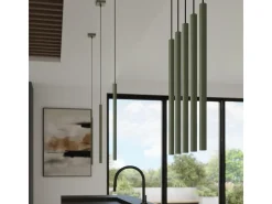 Lámpara colgante Brill moderno de acero - 2 fuentes luminosas 4000K - L.15 x A.104 cm - verde oliva