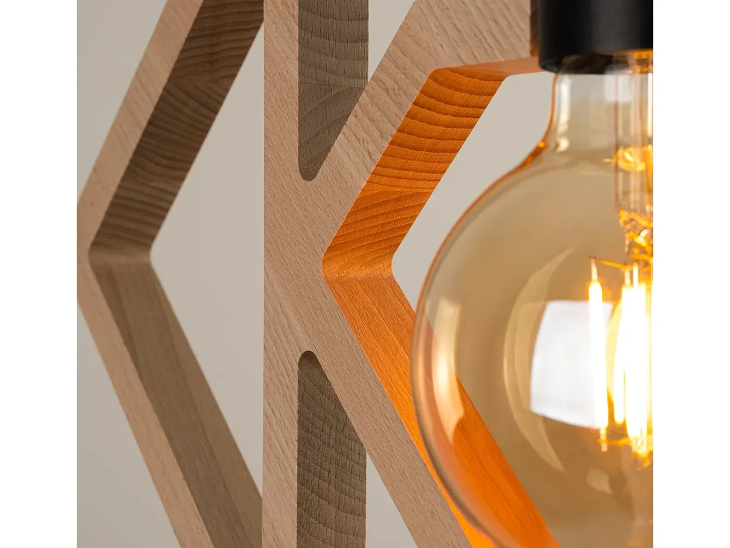Lámpara Colgante Caro Moderno De Madera - 1 Fuentes Luminosas - L.50 X A.145 Cm - Madera Natural/Negro