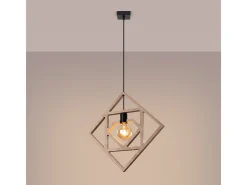 Lámpara Colgante Caro Moderno De Madera - 1 Fuentes Luminosas - L.50 X A.145 Cm - Madera Natural/Negro