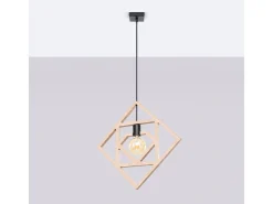 Lámpara Colgante Caro Moderno De Madera - 1 Fuentes Luminosas - L.50 X A.145 Cm - Madera Natural/Negro