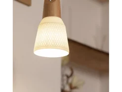 Lámpara Colgante Cerámica y Madera Retilles Blanco
