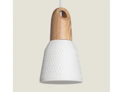 Lámpara Colgante Cerámica y Madera Retilles Blanco