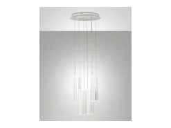 Lámpara colgante circular Fabas Luce Prado de 8 luces - LED regulable de 52 W - Rosetón redondo blanco mate