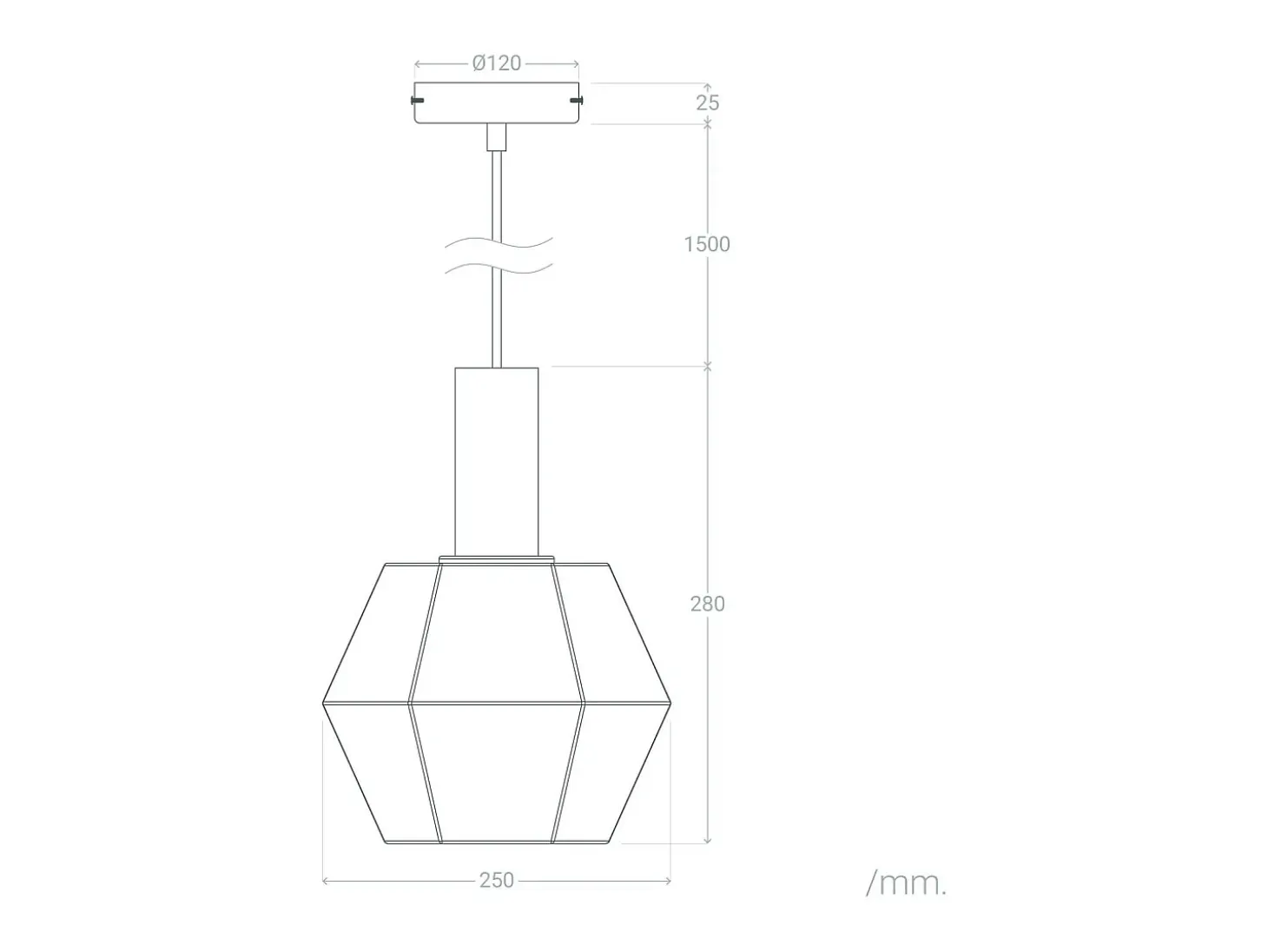 Lámpara Colgante Cristal Diamound Ámbar