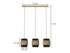 Lámpara colgante de 3 piezas negro 70x70x120 morten