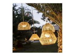 Lámpara colgante de exterior de ratán con led Bossa nature