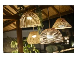 Lámpara colgante de exterior de ratán con led Bossa nature