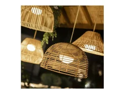 Lámpara colgante de exterior de ratán con led Bossa nature