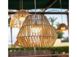 Lámpara colgante de exterior de ratán con led Sisine nature