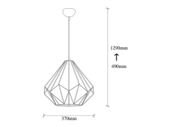 Lámpara colgante de hierro negro en forma de diamante - Diseño moderno y elegante para interiores industriales, modernos o escandinavos