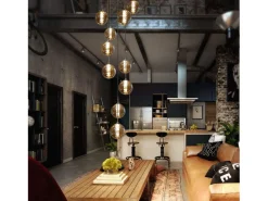 Lámpara colgante de mesa de comedor NETTLIFE con altura ajustable y 10 luces de llama de vidrio