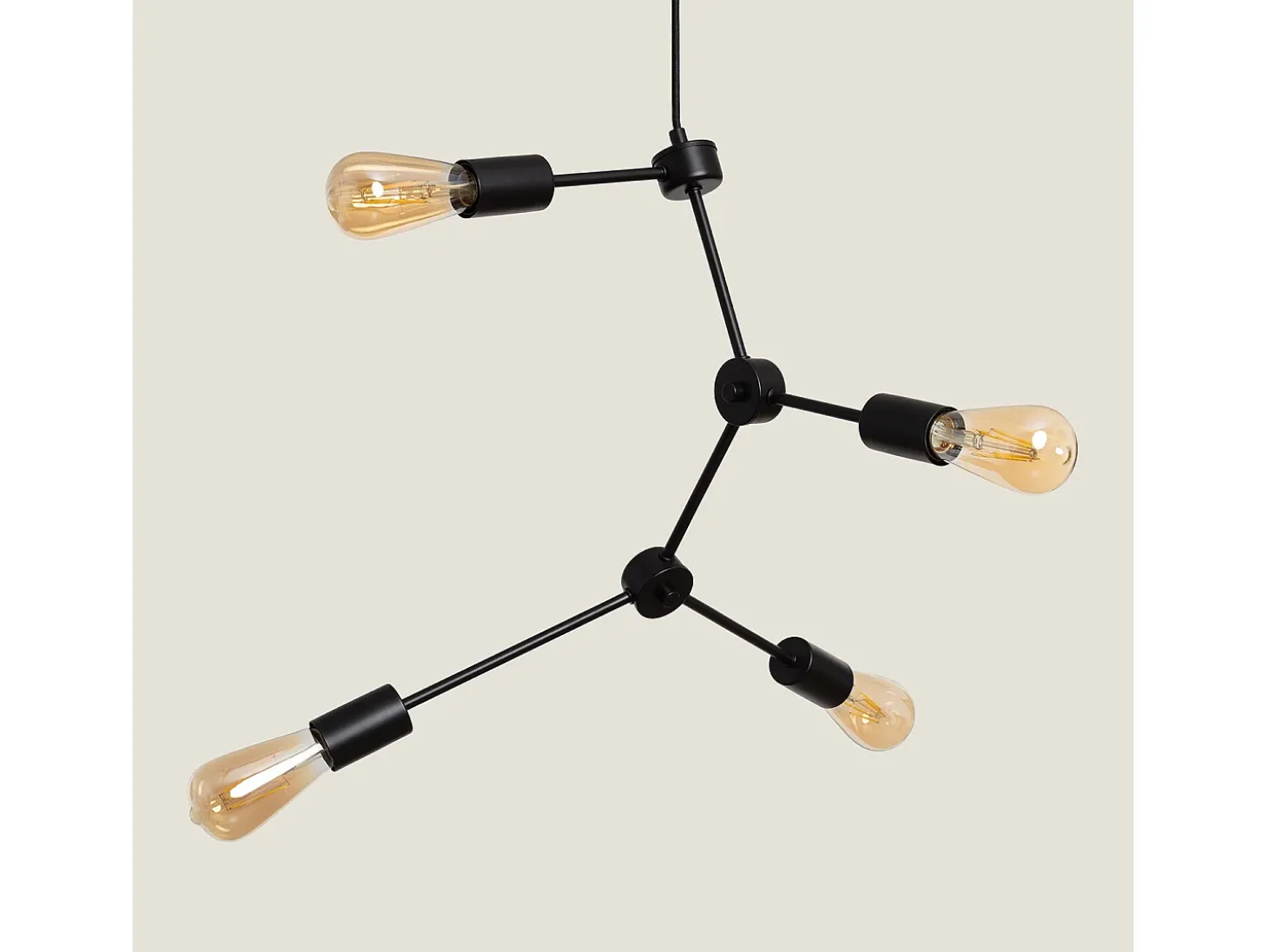 Lámpara Colgante de Metal Molecular Negro