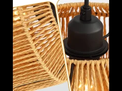 Lámpara colgante de ratán bohemio Nettlife para mesa de comedor - 3 bombillas E27, altura ajustable, estilo retro, para salón o dormitorio (bombillas no incluidas)