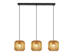 Lámpara colgante de ratán bohemio Nettlife para mesa de comedor - 3 bombillas E27, altura ajustable, estilo retro, para salón o dormitorio (bombillas no incluidas)