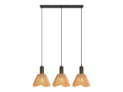 Lámpara colgante de ratán bohemio Nettlife con 3 luces - Lámpara de araña vintage de cuerda de cáñamo trenzada E27 -(bombillas no incluidas)