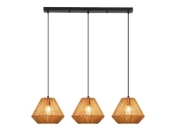 Lámpara colgante de ratán bohemio Nettlife para mesa de comedor - 3 bombillas E27, altura ajustable, estilo retro, para salón o dormitorio (bombillas no incluidas)