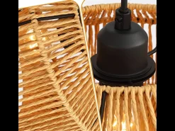 Lámpara colgante de ratán Nettlife Φ25 Lámpara colgante vintage para mesa de comedor, 1 luz, diseño retro con casquillo E27 (bombilla no incluida)
