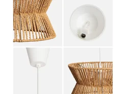 Lámpara colgante de techo con imitación ratán, 35cm natural