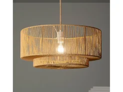 Lámpara colgante de techo con efecto ratán, 50cm natural