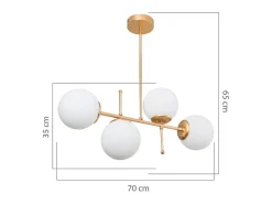 Lámpara Colgante Dorada E27 Con Vidrio Y Metal 70x20x65 cm