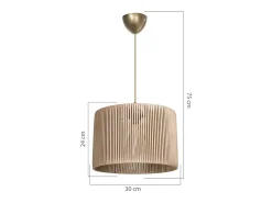 Lámpara Colgante E27 Natural D30x75cm Plafón Con Difusión Suave