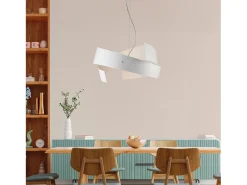 Lámpara colgante Elisa de hierro cortado a láser lacado en blanco con cable de acero orientable 3 luces 128 Ø57 BL226-3-BCO