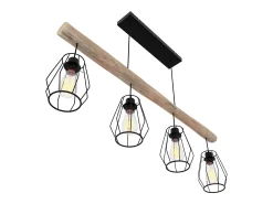 Lámpara colgante en madera y metal 4 lámparas - Clotilde