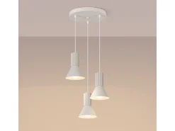 Lámpara colgante Estria desván de acero/aluminio - 3 fuentes luminosas - L.30 x A.120 cm - beige