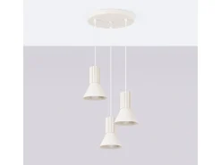 Lámpara colgante Estria desván de acero/aluminio - 3 fuentes luminosas - L.30 x A.120 cm - beige