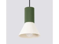 Lámpara colgante Estria desván de acero/aluminio - 1 fuentes luminosas - L.14 x A.120 cm - beige/verde oliva