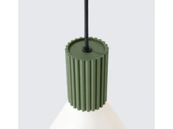 Lámpara colgante Estria desván de acero/aluminio - 1 fuentes luminosas - L.14 x A.120 cm - beige/verde oliva