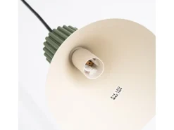 Lámpara colgante Estria desván de acero/aluminio - 1 fuentes luminosas - L.14 x A.120 cm - beige/verde oliva