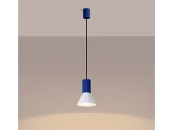 Lámpara colgante Estria desván de acero/aluminio - 1 fuentes luminosas - L.14 x A.120 cm - blanco/ultramar