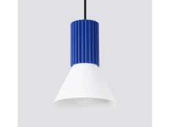 Lámpara colgante Estria desván de acero/aluminio - 1 fuentes luminosas - L.14 x A.120 cm - blanco/ultramar