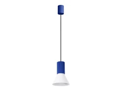 Lámpara colgante Estria desván de acero/aluminio - 1 fuentes luminosas - L.14 x A.120 cm - blanco/ultramar