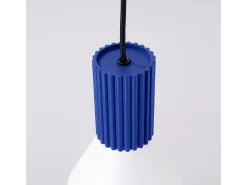 Lámpara colgante Estria desván de acero/aluminio - 1 fuentes luminosas - L.14 x A.120 cm - blanco/ultramar