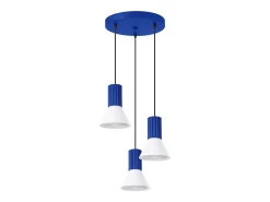 Lámpara colgante Estria desván de acero/aluminio - 3 fuentes luminosas - L.30 x A.120 cm - blanco/ultramar