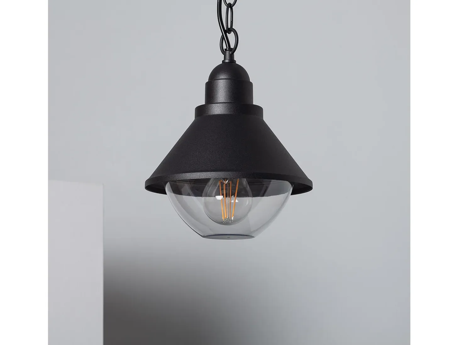 Lámpara Colgante Exterior Metal Valera Negro