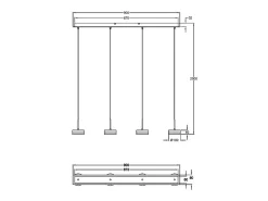 Lámpara colgante Fabas Luce Dunk de 4 luces - LED regulable de 32 W - Latón satinado Diseño lineal
