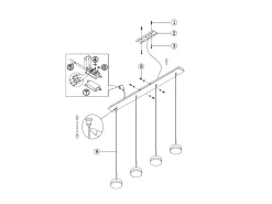 Lámpara colgante Fabas Luce Dunk de 4 luces - LED regulable de 32 W - Aluminio cepillado Diseño lineal