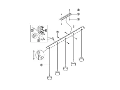 Lámpara colgante Fabas Luce Dunk de 5 luces - LED regulable de 40 W - Latón satinado Diseño lineal