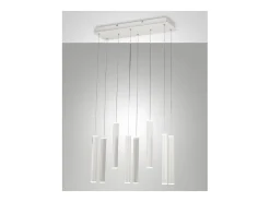 Lámpara colgante Fabas Luce Prado de 8 luces - LED regulable de 52 W - Diseño lineal blanco mate