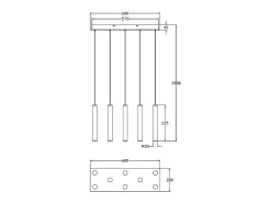 Lámpara colgante Fabas Luce Prado de 8 luces - LED regulable de 52 W - Diseño lineal blanco mate