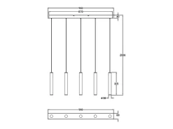 Lámpara colgante Fabas Luce Prado de 5 luces - LED regulable de 33 W - Diseño lineal blanco mate