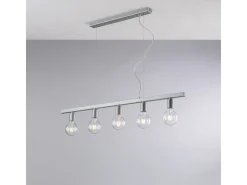 Lámpara colgante Fabian en hierro lacado blanco y plata 5 luces L.101 X 5 BL293-5-ARG