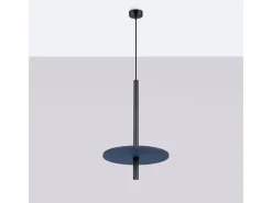 Lámpara colgante Feltro moderno de fieltro/acero - 1 fuentes luminosas - L.30 x A.126 cm - azul marino/negro