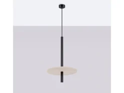 Lámpara colgante Feltro moderno de fieltro/acero - 1 fuentes luminosas - L.30 x A.126 cm - beige/negro
