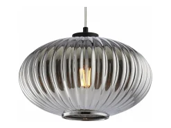 Lámpara colgante Ginger negra con cable orientable y difusor de cristal espejo gris con relieve