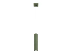 Lámpara colgante Gloow minimalista de aluminio - 1 fuentes luminosas 3000K - L.8 x A.118 cm - verde oliva